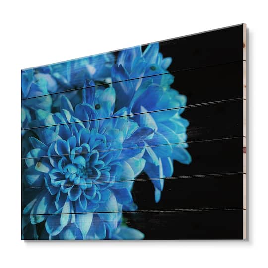 Designart - Detail of Blue Flowers On Black I